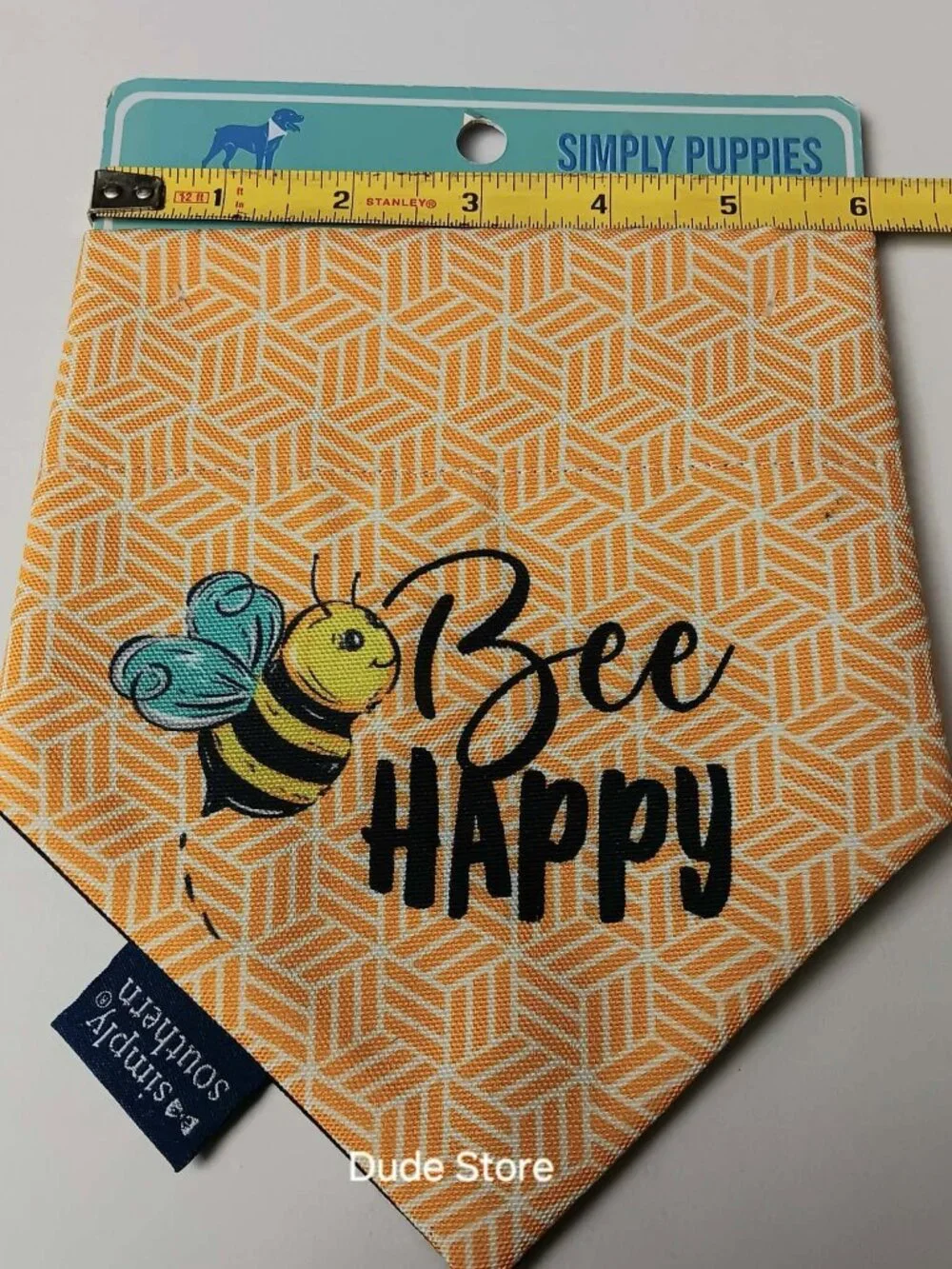 Simply Puppies - Dog Bandana - Large Dogs - Use with Existing Collar - Bee Happy